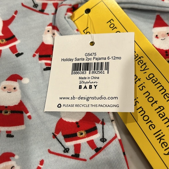 Stephan Baby 2pc Pajama Set - Santa / NWT/ Size 6-12mo - Picture 7 of 8